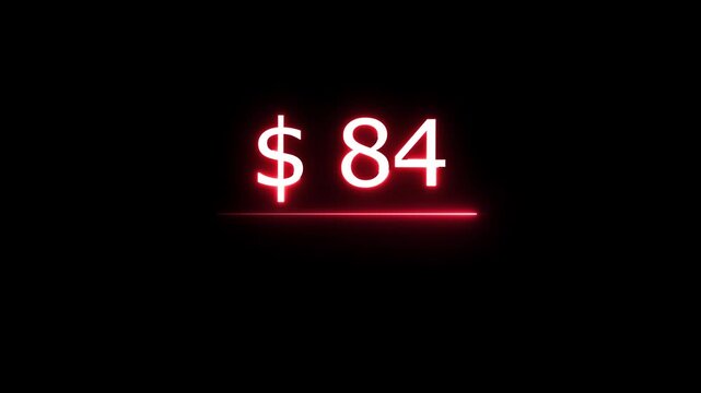 84 Dollar icon Finance and Currency Concept text 4k video, on black background.
