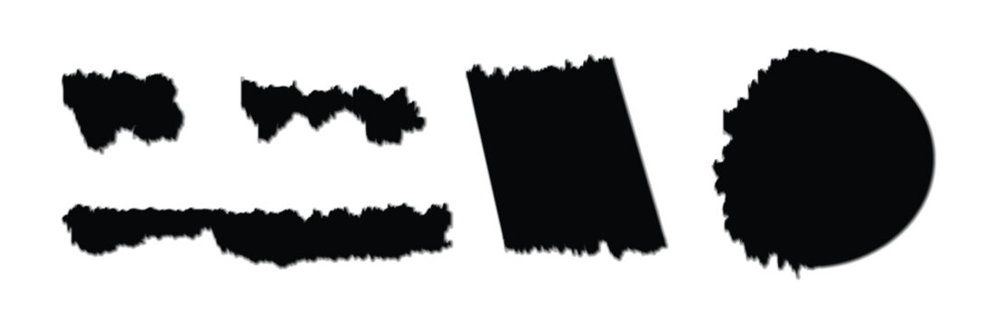Set of black torn paper effect template design.
