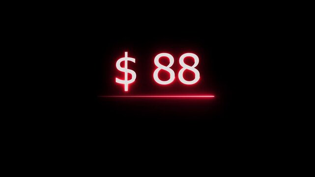 88 Dollar icon Finance and Currency Concept text 4k video, on black background.