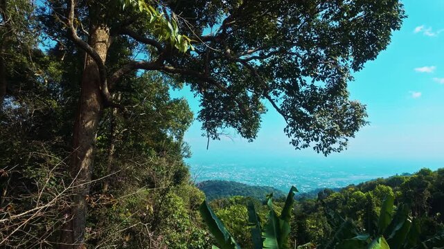Sightseeing At Doi Suthep-Pui National Park Mountains Near Khun Chang Kian Village, Chiang Mai, Thailand. POV Shot