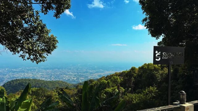 Popular Viewpoint At Khun Chang Kian Village On Doi Pui Mountain In Chiang Mai, Thailand. Panning Shot