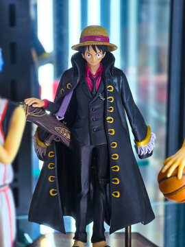 Taiwan, Taipei City, March 29, 2026 &ndash; One Piece Luffy Ace Shanks Figure Set of 3 Anime Collectible Display Sale at Taipei Main Station Underground HOBBY OFF Taiwan