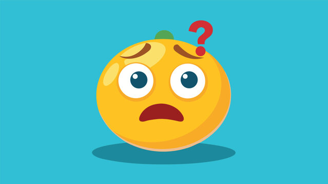 Face with a question mark shows confusion and surprise about a situation in a simple cartoon style on a blue background