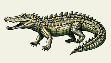 Fototapeta premium Crocodile illustration showing detailed features and design in a simple style