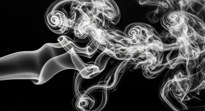 Swirling Smoke Against Black Background