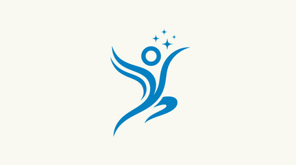 Obraz premium Abstract Blue Figure Reaching For Stars
