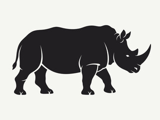 Fototapeta premium Black Rhinoceros Silhouette Vector Isolated on Transparent Background