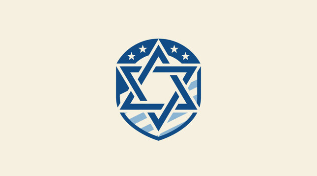 Star of David Emblem on Shield with Stars