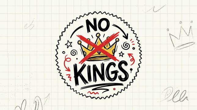 No Kings Emblem with Crossed Crown and Arrows