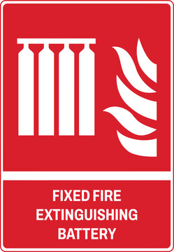 ISO Prohibition Safety Signs Fixed Fire Extinguishing Battery Safety Sign with Gas Cylinder and Flame Icons
