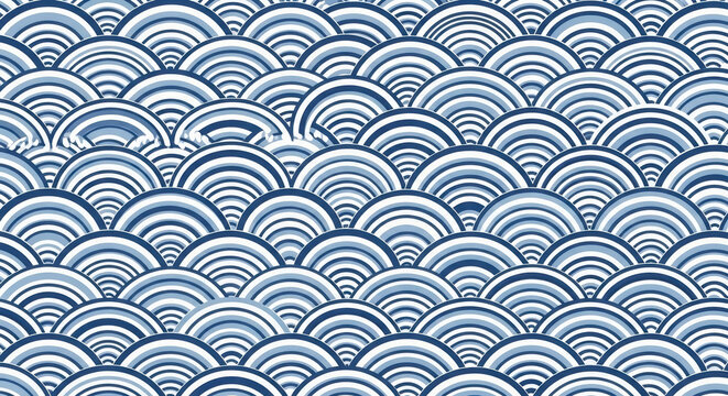 Abstract Wave Pattern in Blue and White Tones