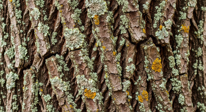 Close-up of lichen-covered tree bark