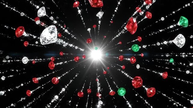 Bursting Christmas gem explosion with light effect