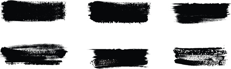 Fototapeta premium Abstract black brush strokes collection a minimalist artistic expression on a white background
