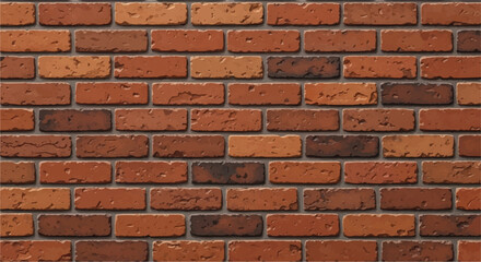 Obraz premium Brick wall background. Realistic brick wall vector illustration with detailed texture. Seamless brick wall.