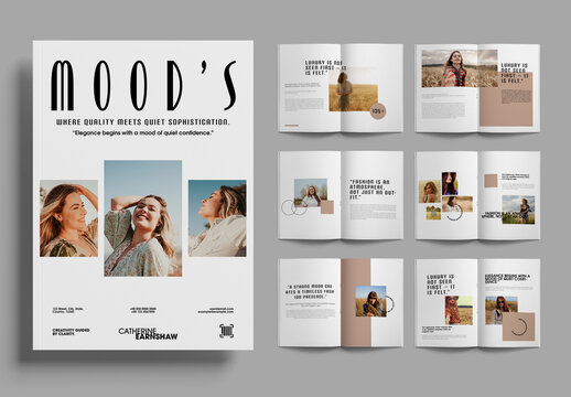 Minimal Fashion Magazine Layout Template with Elegant Editorial Lifestyle Portfolio Design