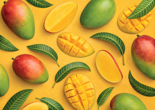 yellow mangoes with beautiful background