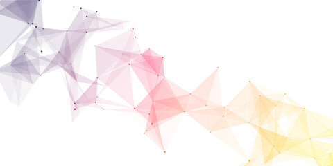 Abstract geometric background with connecting dots and lines with low poly triangle shapes. Polygonal Mesh Background Vector design digital technology concept Global network connection data structure. © Kainat 