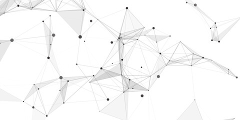 Abstract geometric background with connecting dots and lines with low poly triangle shapes. Polygonal Mesh Background Vector design digital technology concept Global network connection data structure. © Kainat 