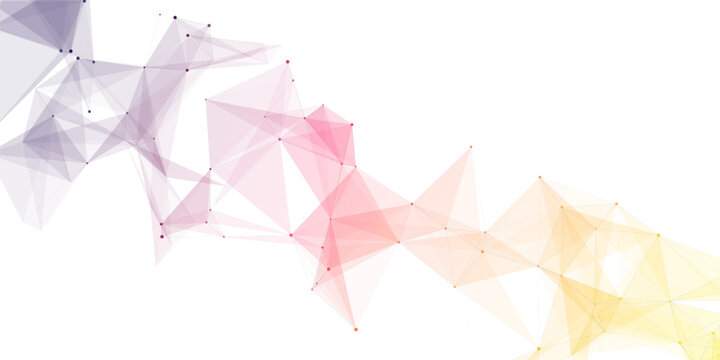 Abstract geometric background with connecting dots and lines with low poly triangle shapes. Polygonal Mesh Background Vector design digital technology concept Global network connection data structure.