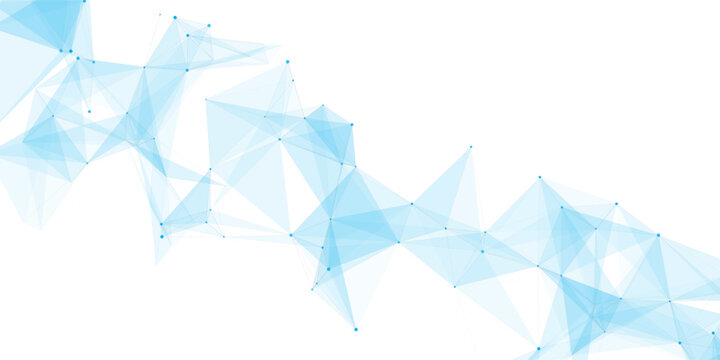 Abstract geometric background with connecting dots and lines with low poly triangle shapes. Polygonal Mesh Background Vector design digital technology concept Global network connection data structure.