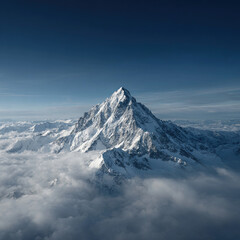 Obraz premium Snow-Covered Mountain Peak Above Clouds