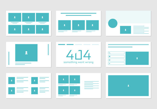Website Wireframe Landing Page UI Layout Template Set