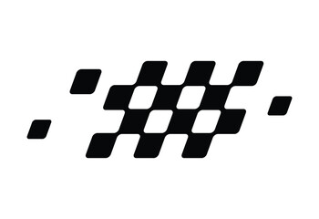 Obraz premium Checkered flag squares icon with pixel motion effect, racing pattern symbol for motorsport branding, automotive decals, esports graphics, sports design. Vector illustration