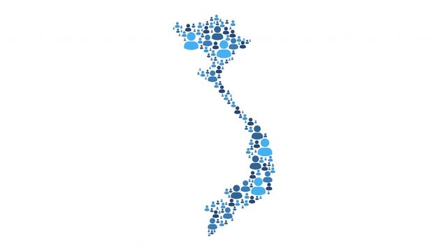 Vietnam map made of people symbol on white background
