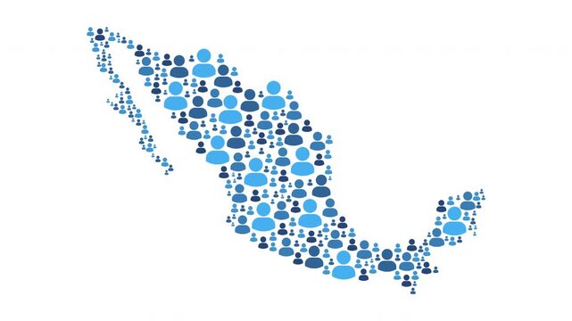 Mexico map made of people symbol on white background