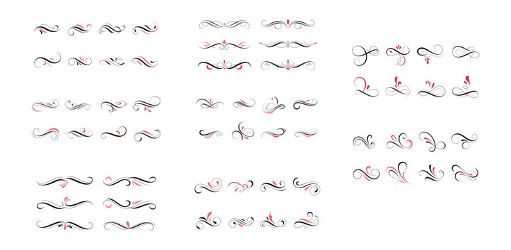 Minimal ornamental swirl divider elements with simple elegant decorative lines