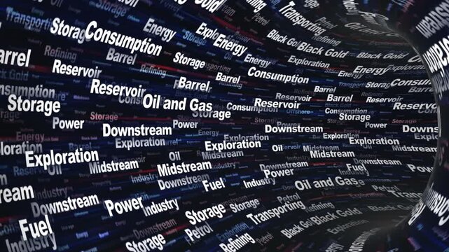 OIL AND GAS Keywords Animation on Tunnel Walls, Background, Loop
