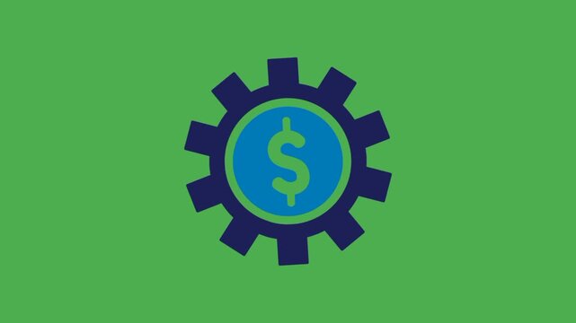 Cost control icon with money symbol and gear symbol representing financial management and efficiency