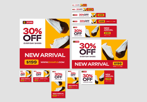 Modern Shoes Sale Banner Template Set Ecommerce Promotion Design