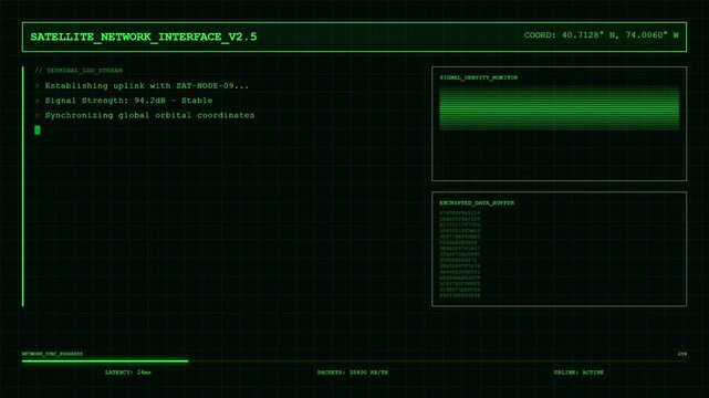 Satellite Network Interface V2 5 Terminal Data Stream Display.