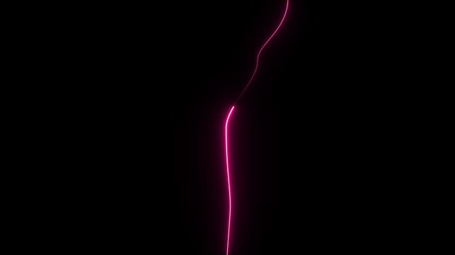 Straight neon lazer line color glowing black background
