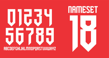 SHARP MODERN UNIQUE NUMBER SET NAME SET LUXURY RETRO VINTAGE NAMESET FOR JERSEY © ZeaLab