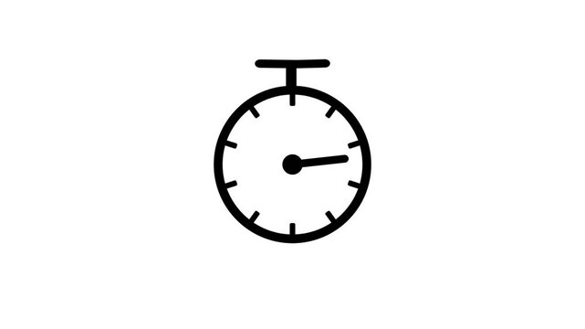 Animation of stopwatch timer icon animation on white background.