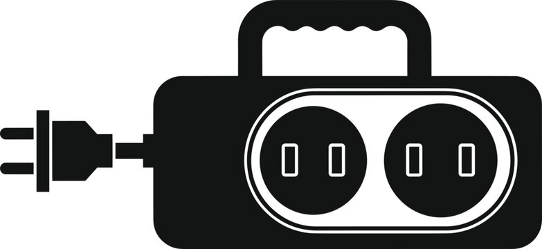 Portable power strip with dual outlets and plug for convenient electricity extension.