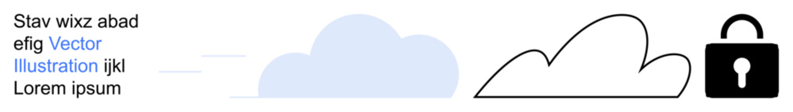 Cloud storage, data protection, cybersecurity, secure access, technology, user privacy. Abstract cloud symbols with a padlock icon. Focus on cloud storage and data protection ideas