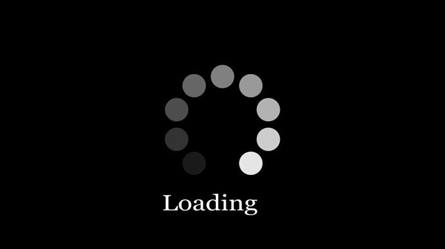 Loading screen animation on black background. 4k video