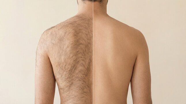 Before and After Permanent Hair Removal Treatment on Man's Back