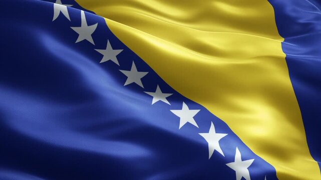 Bosnia and Herzegovina Flag Loop Animation, Seamless Football Background with Stars