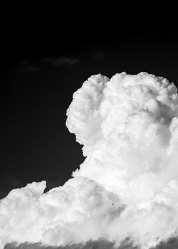 Black and white aerial photography of heavy clouds
