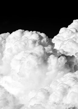 Black and white aerial photography of heavy clouds