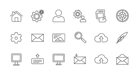 Fototapeta premium Collection of simple linear icons representing various concepts and functionalities