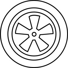 Fototapeta premium Car wheel icon set. Black rubber wheel tire collection. Vehicle, road, transport, auto - stock vector .car tire icons with different rim designs isolated automotive transport and garage. isolated on 