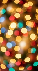 Obraz premium Vibrant multicolored bokeh lights shine brightly in festive holiday scene