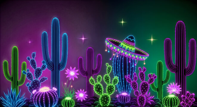 Vibrant electronic dance music festival with colorful stage lights