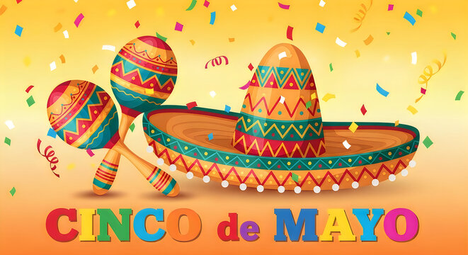 Cine de mayo festival celebration with colorful banners and balloons